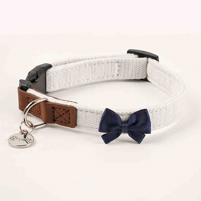Bow Tie Dog Collar and Lead Set - Soft Cotton, Everyday Walking