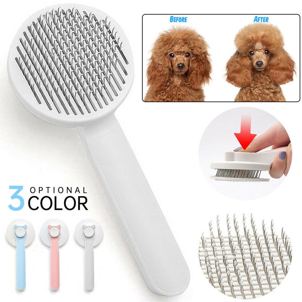 Self-Cleaning Pet Brush - One-Click Hair Release for Cats and Dogs