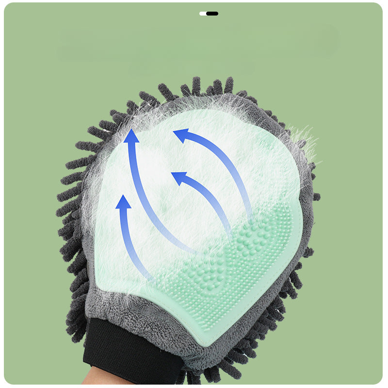 2-in-1 Pet Grooming Glove - Bath Brush and Deshedding Mitt