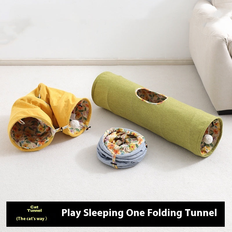 Collapsible Cat Tunnel - Interactive Hideaway Play Tube for Indoor Cats