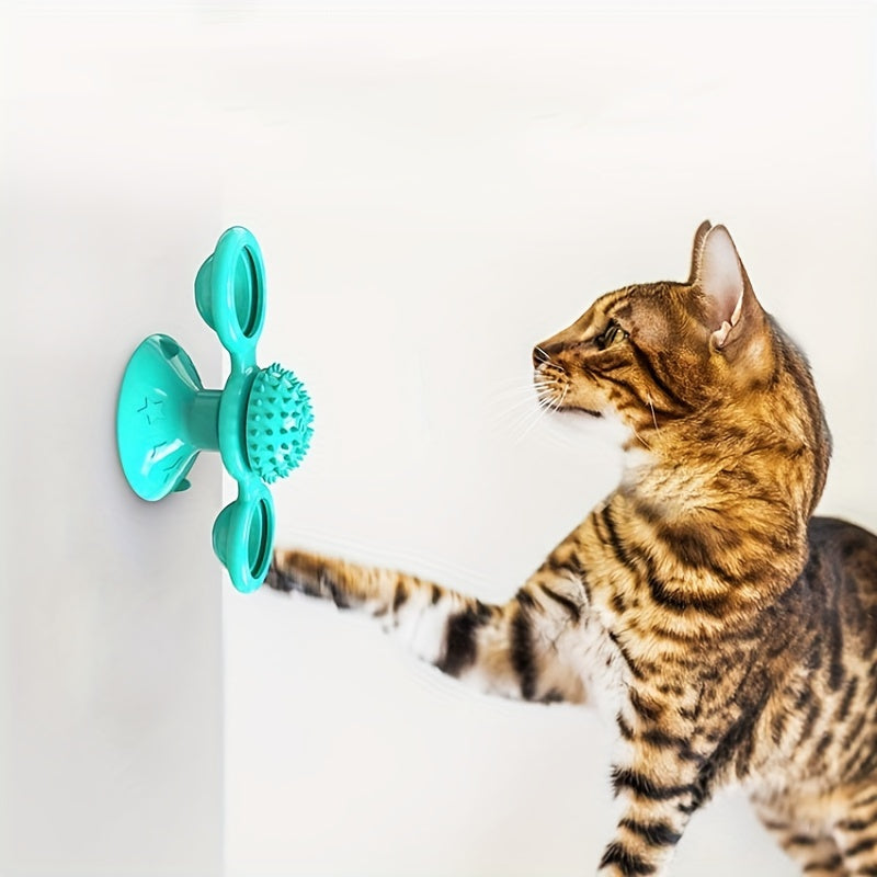 Rotating Windmill Cat Toy - Spinning Interactive Teaser for Indoor Cats