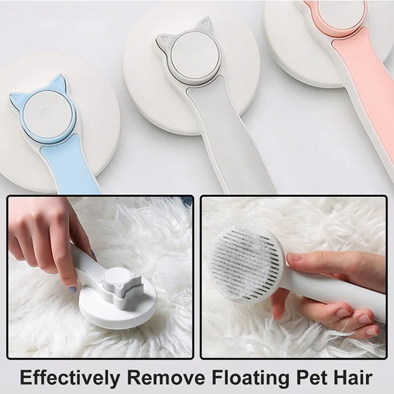 Self-Cleaning Pet Brush - One-Click Hair Release for Cats and Dogs