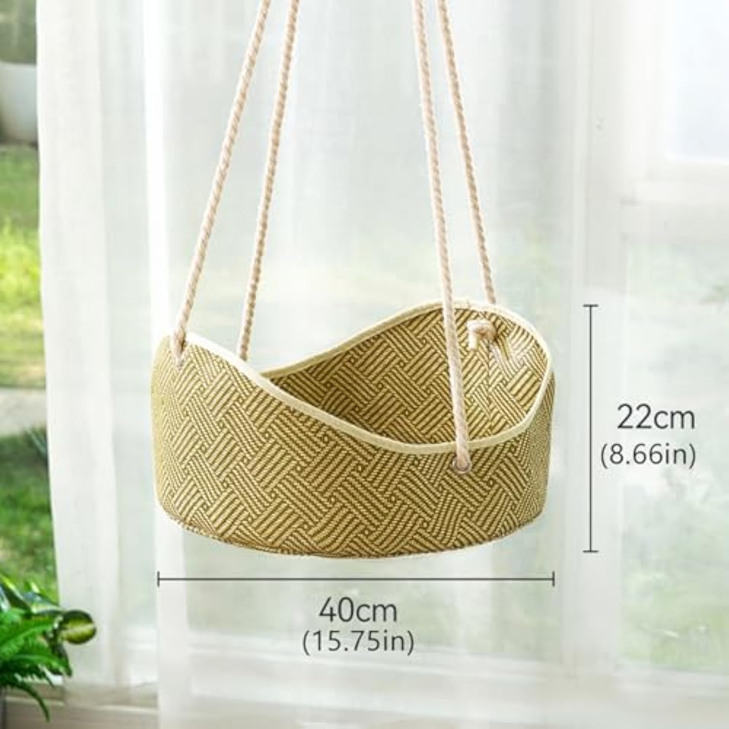 Rattan Cat Hammock - Breathable Hanging Perch Bed with Metal Hooks