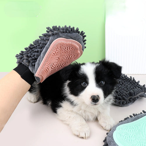 2-in-1 Pet Grooming Glove - Bath Brush and Deshedding Mitt