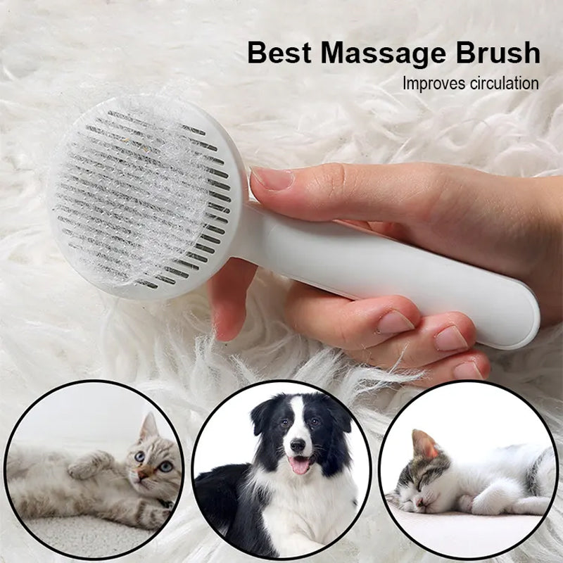 Self-Cleaning Pet Brush - One-Click Hair Release for Cats and Dogs