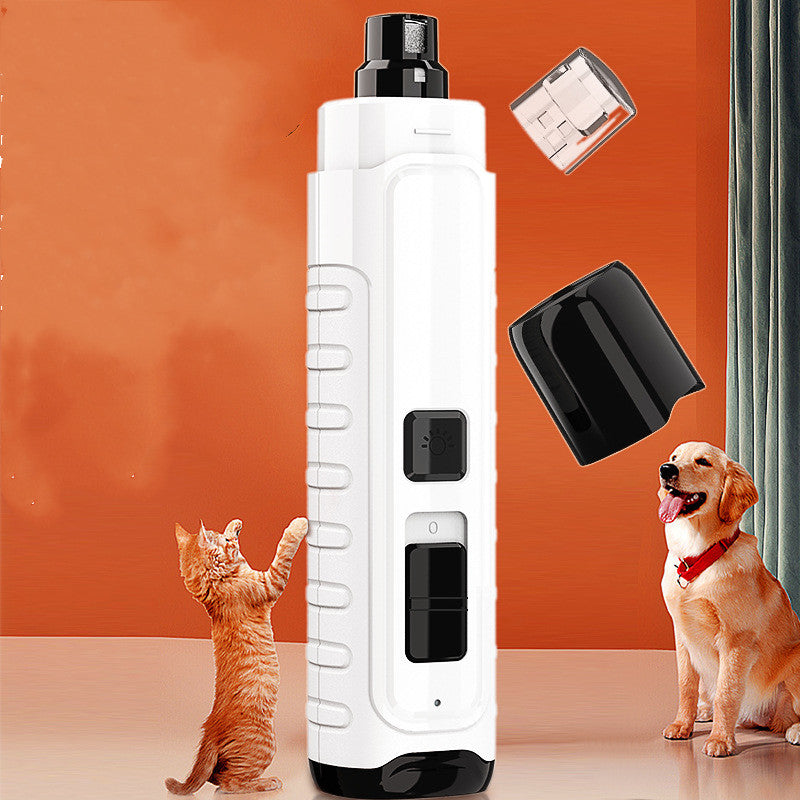 Rechargeable Pet Nail Grinder - Quiet LED Trimmer for Dogs and Cats
