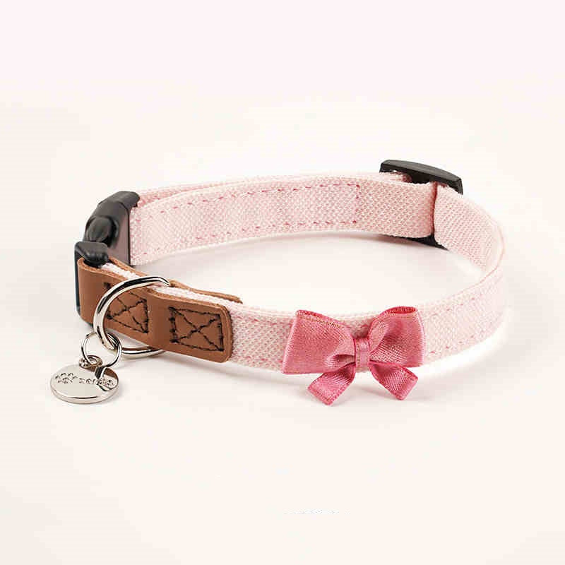 Bow Tie Dog Collar and Lead Set - Soft Cotton, Everyday Walking