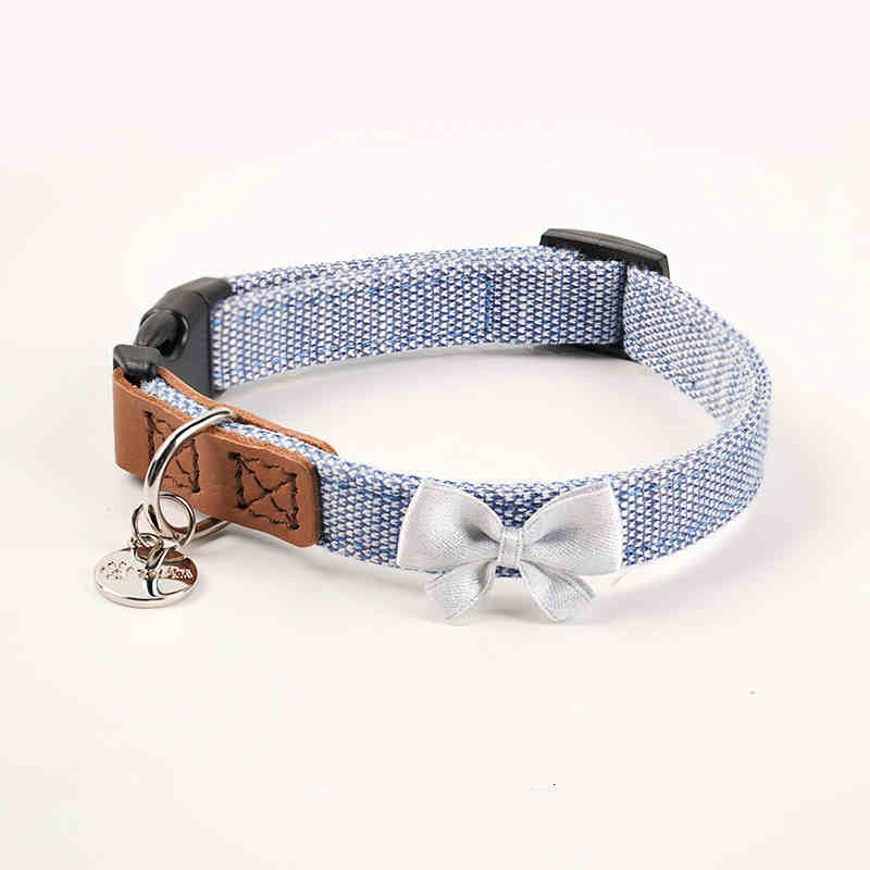 Bow Tie Dog Collar and Lead Set - Soft Cotton, Everyday Walking