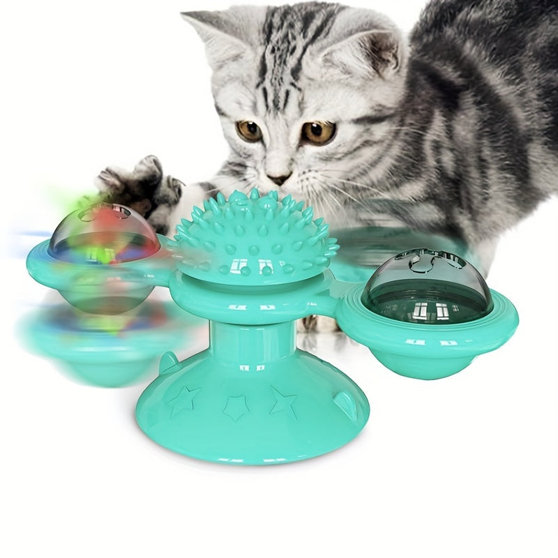 Rotating Windmill Cat Toy - Spinning Interactive Teaser for Indoor Cats