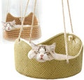 Rattan Cat Hammock - Breathable Hanging Perch Bed with Metal Hooks