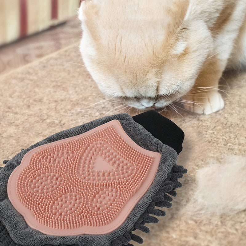 2-in-1 Pet Grooming Glove - Bath Brush and Deshedding Mitt