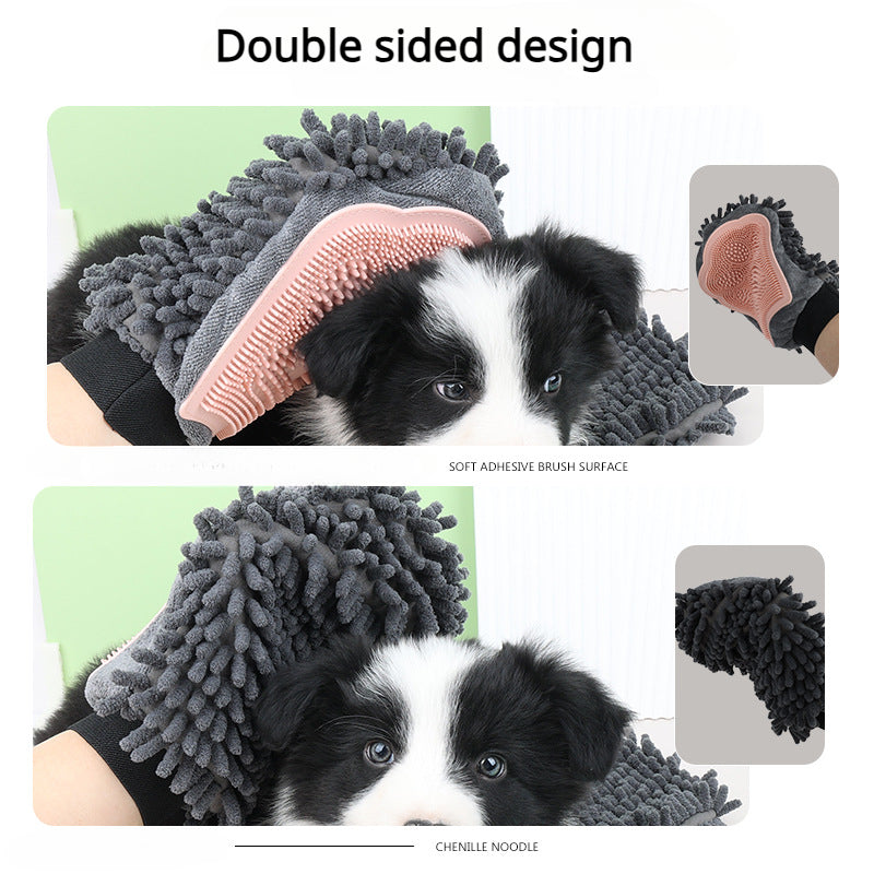 2-in-1 Pet Grooming Glove - Bath Brush and Deshedding Mitt