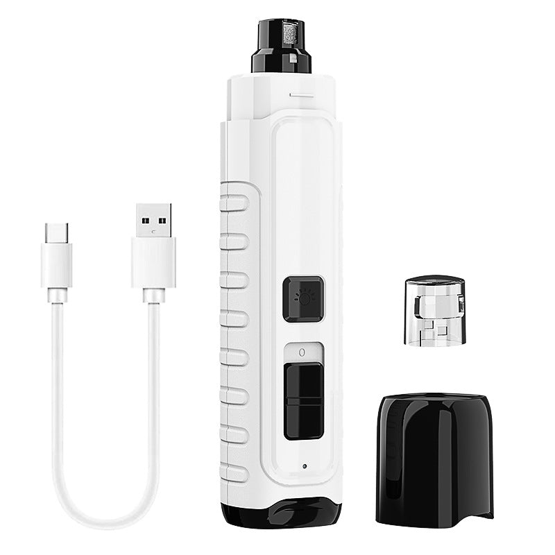 Rechargeable Pet Nail Grinder - Quiet LED Trimmer for Dogs and Cats