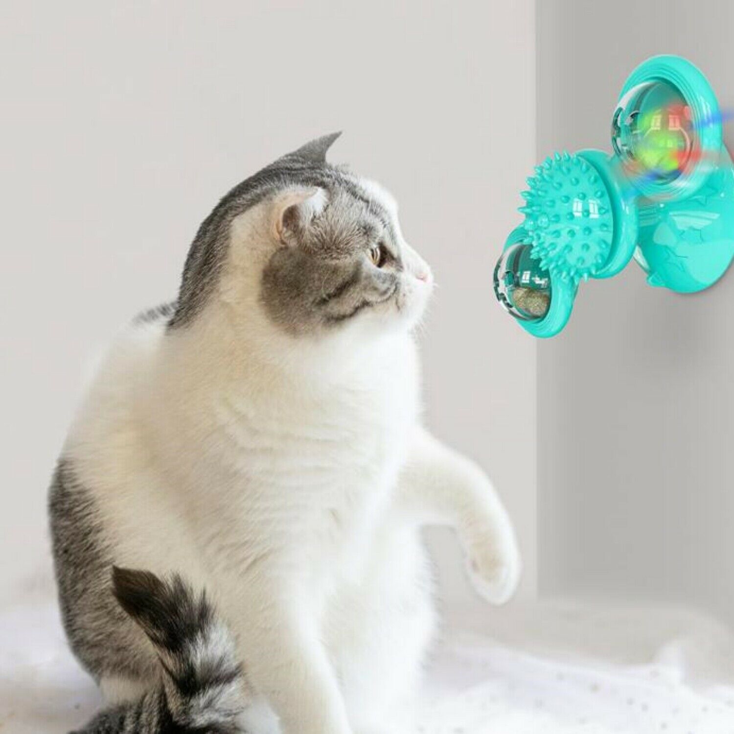 Rotating Windmill Cat Toy - Spinning Interactive Teaser for Indoor Cats