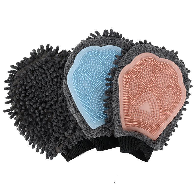 2-in-1 Pet Grooming Glove - Bath Brush and Deshedding Mitt