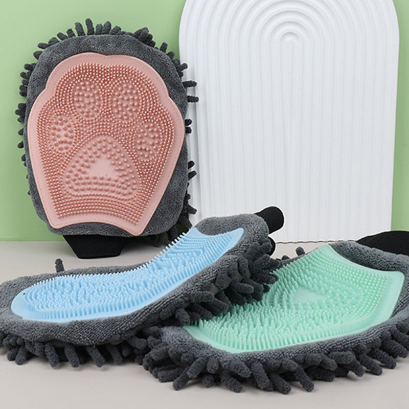 2-in-1 Pet Grooming Glove - Bath Brush and Deshedding Mitt