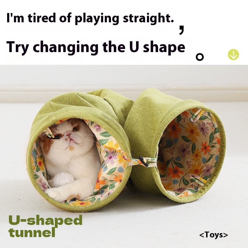 Collapsible Cat Tunnel - Interactive Hideaway Play Tube for Indoor Cats
