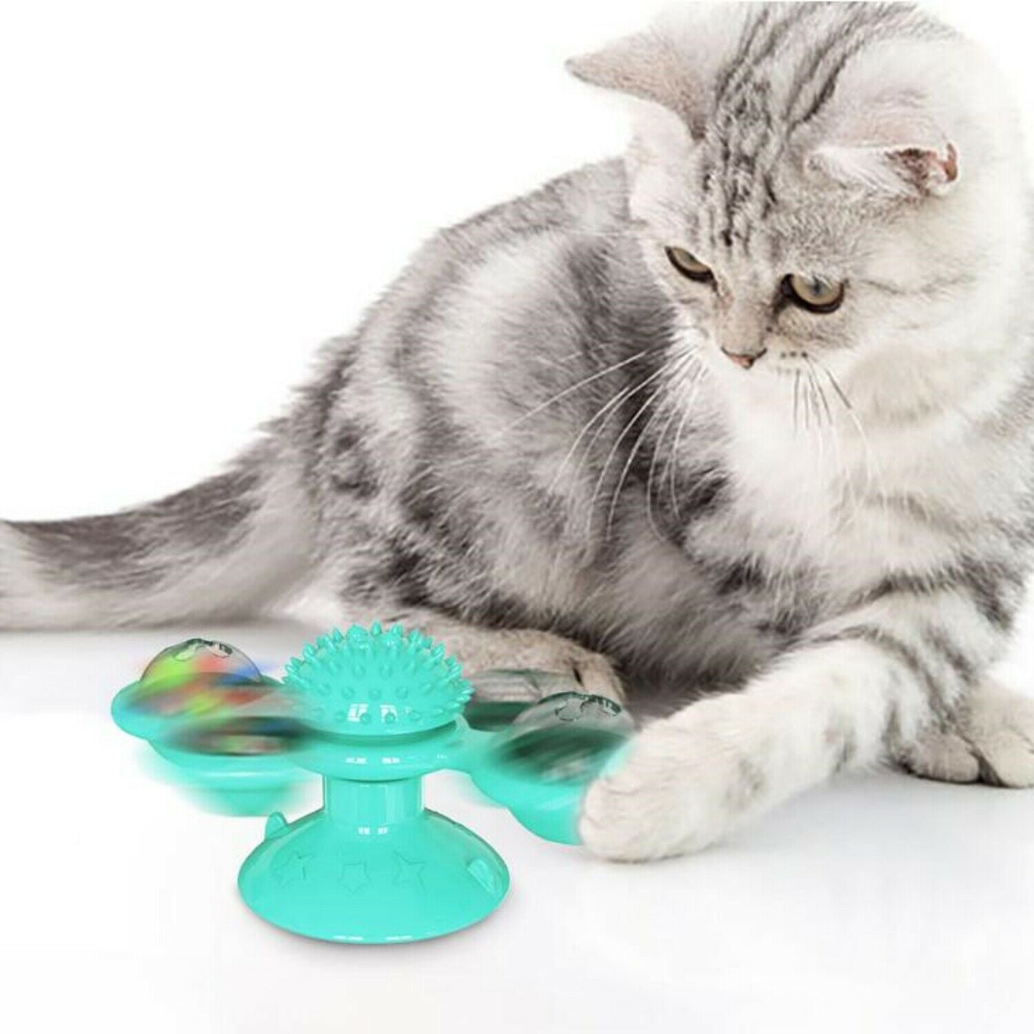Rotating Windmill Cat Toy - Spinning Interactive Teaser for Indoor Cats