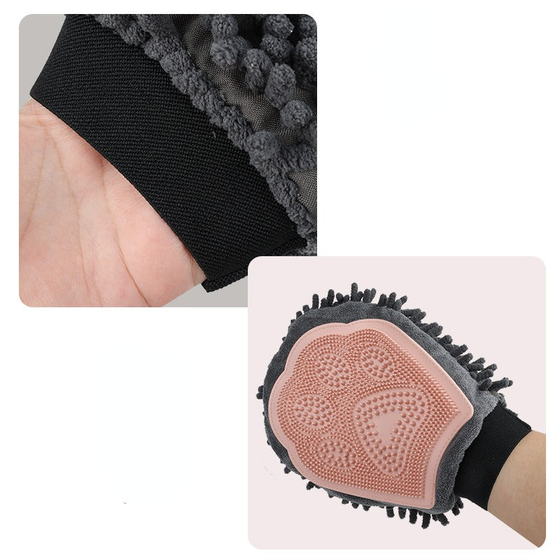 2-in-1 Pet Grooming Glove - Bath Brush and Deshedding Mitt