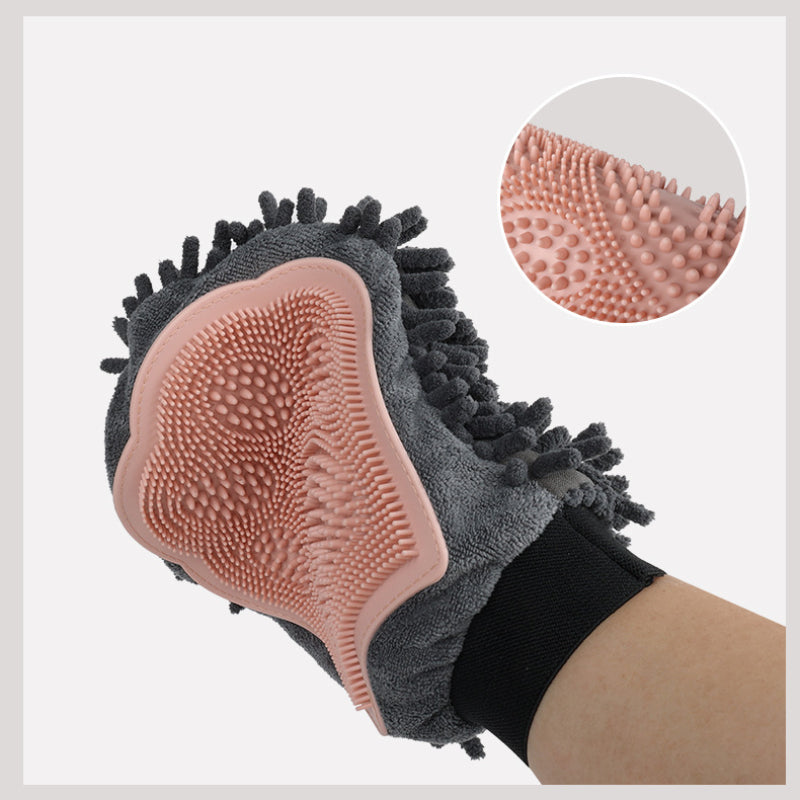 2-in-1 Pet Grooming Glove - Bath Brush and Deshedding Mitt